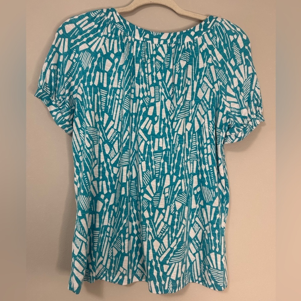 Alfred Dunner Women's Blue Patterned Top, Size PS - Picture 6 of 6